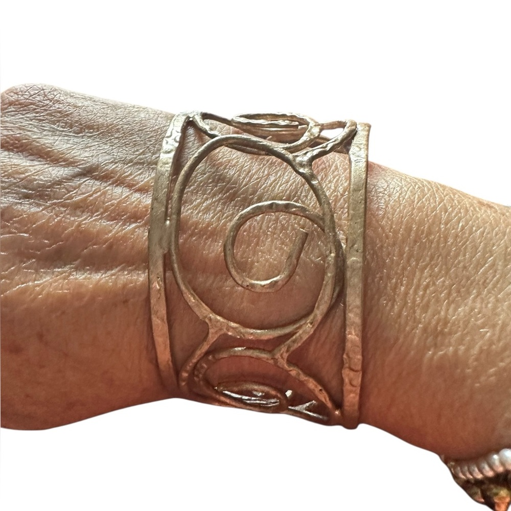 Handmade Gold Tone Swirl Design Cuff Bracelet